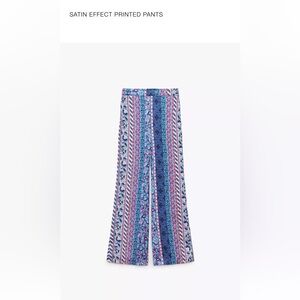ZARA Satin Effect Printed Pants